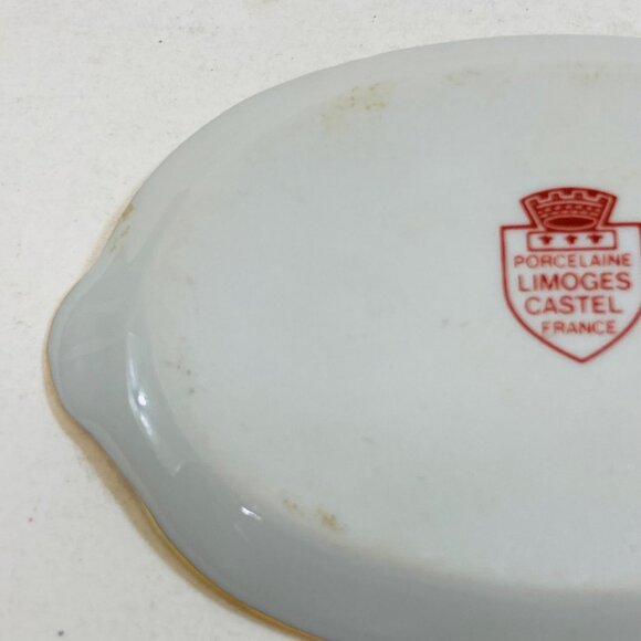 Limoges Castel France Porcelaine Miniature Tray Lovers Gold Trim Vintage as is - Picture 7 of 11